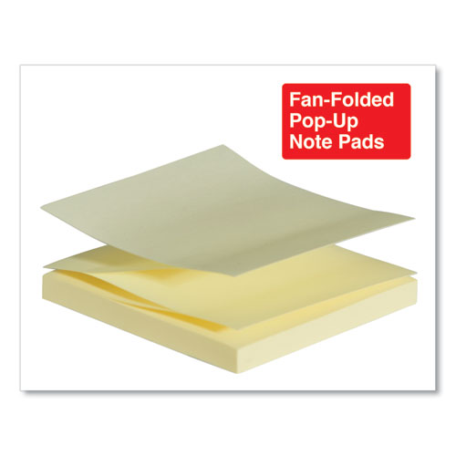 Fan-folded Self-stick Pop-up Note Pads, 3" X 3", Yellow, 100 Sheets/pad, 12 Pads/pack.