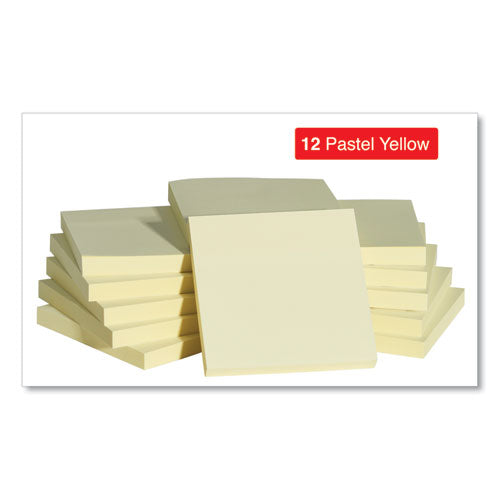 Self-stick Note Pads, 3" X 3", Yellow, 100 Sheets/pad, 12 Pads/pack.