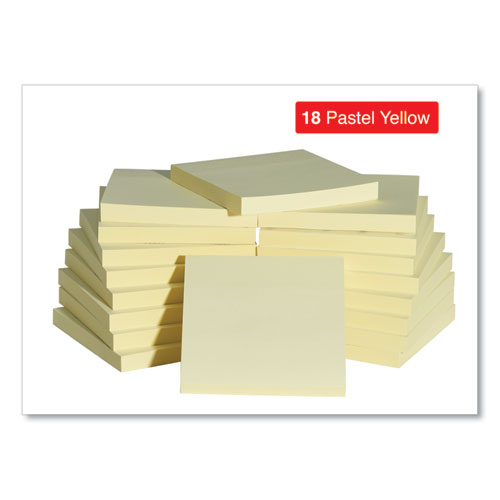 Self-stick Note Pad Value Pack, 3" X 3", Yellow, 100 Sheets/pad, 18 Pads/pack.