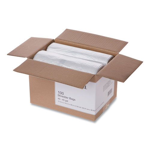 High-density Shredder Bags, 40-45 Gal Capacity, 100/box.