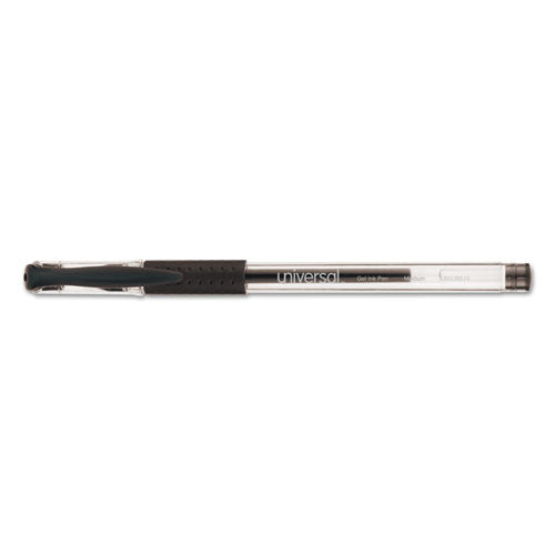 Comfort Grip Gel Pen, Stick, Medium 0.7 Mm, Black Ink, Clear/black Barrel, Dozen.