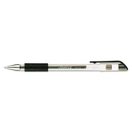 Comfort Grip Gel Pen, Stick, Medium 0.7 Mm, Black Ink, Clear/black Barrel, Dozen.