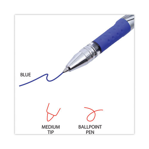 Gel Pen, Stick, Medium 0.7 Mm, Blue Ink, Silver/blue Barrel, Dozen