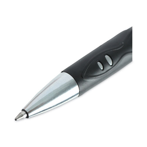 Comfort Grip Gel Pen, Retractable, Medium 0.7 Mm, Black Ink, Gray/black/silver Barrel, Dozen.