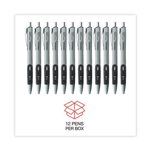 Comfort Grip Gel Pen, Retractable, Medium 0.7 Mm, Black Ink, Gray/black/silver Barrel, Dozen.