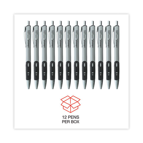 Comfort Grip Gel Pen, Retractable, Medium 0.7 Mm, Black Ink, Silver Barrel, Dozen