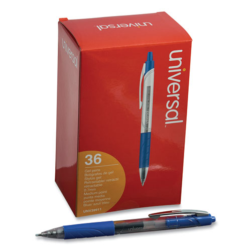 Comfort Grip Gel Pen, Retractable, Medium 0.7 Mm, Blue Ink, Clear/blue Barrel, 36/pack.