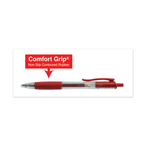 Comfort Grip Gel Pen, Retractable, Medium 0.7 Mm, Red Ink, Clear/red Barrel, Dozen.