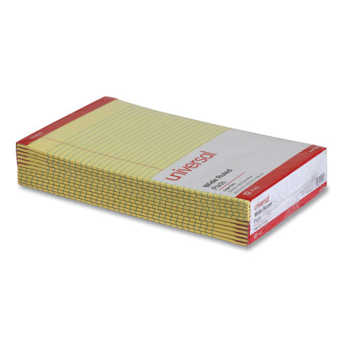 Perforated Ruled Writing Pads, Wide/legal Rule, Red Headband, 50 Canary-yellow 8.5 X 14 Sheets, Dozen.