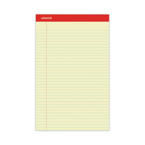 Perforated Ruled Writing Pads, Wide/legal Rule, Red Headband, 50 Canary-yellow 8.5 X 14 Sheets, Dozen.