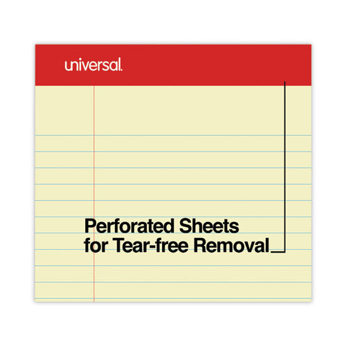 Perforated Ruled Writing Pads, Wide/legal Rule, Red Headband, 50 Canary-yellow 8.5 X 14 Sheets, Dozen.