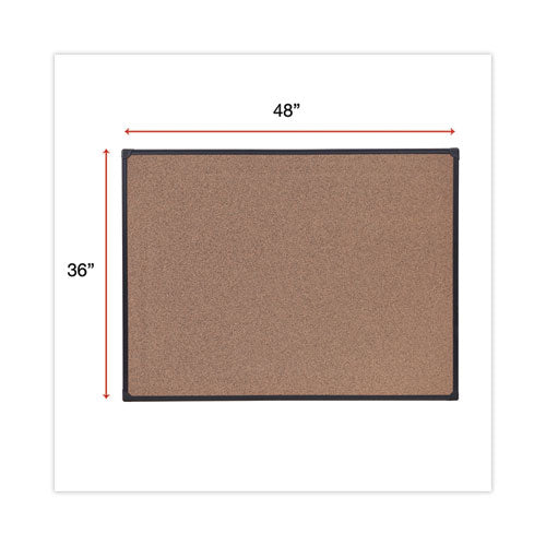 Tech Cork Board, 48 X 36, Brown Surface, Black Aluminum Frame