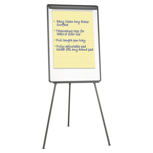 Dry Erase Board With Tripod Easel, 29 X 41, White Surface, Black Frame.