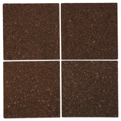 Cork Tile Panels, 12 X 12, Dark Brown Surface, 4/pack