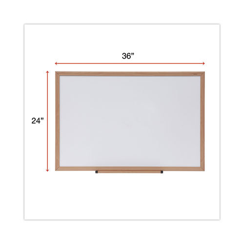 Deluxe Melamine Dry Erase Board, 36 X 24, Melamine White Surface, Oak Fiberboard Frame.