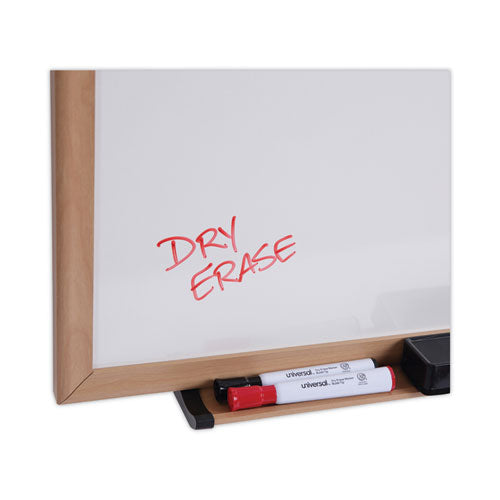 Deluxe Melamine Dry Erase Board, 36 X 24, Melamine White Surface, Oak Fiberboard Frame.