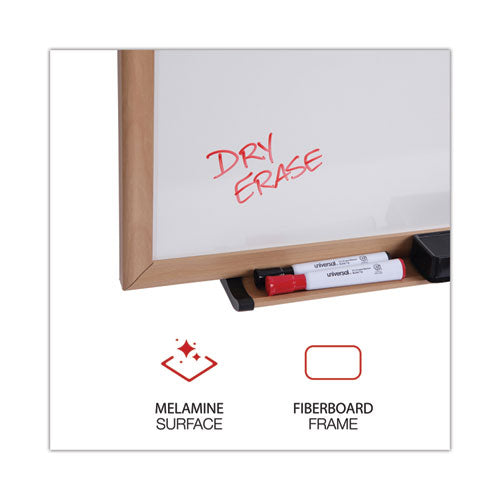 Deluxe Melamine Dry Erase Board, 36 X 24, Melamine White Surface, Oak Fiberboard Frame.