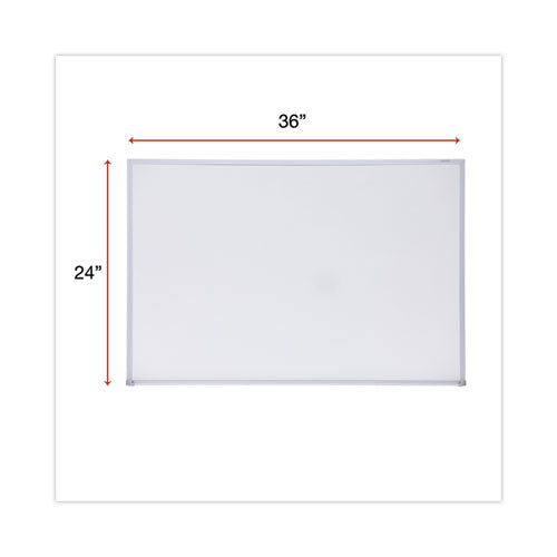 Melamine Dry Erase Board With Aluminum Frame, 36 X 24,White Surface, Anodized Aluminum Frame