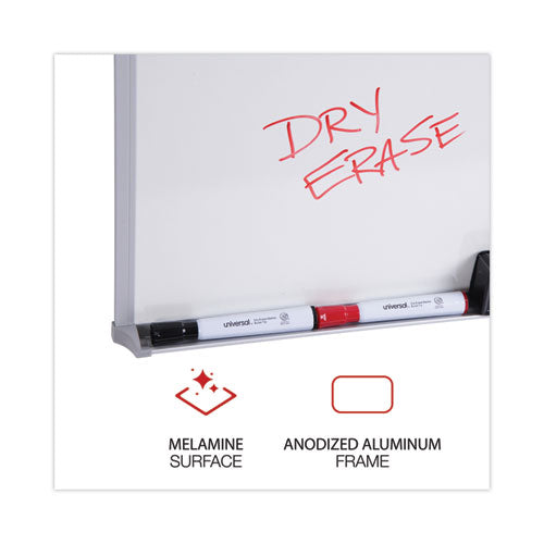 Melamine Dry Erase Board With Aluminum Frame,48 X 36, White Surface, Anodized Aluminum Frame