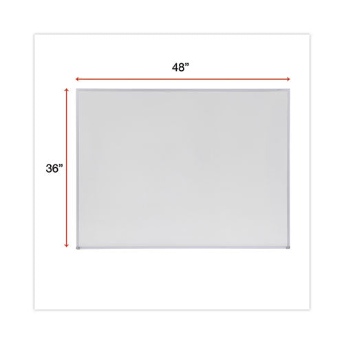 Melamine Dry Erase Board With Aluminum Frame,48 X 36, White Surface, Anodized Aluminum Frame