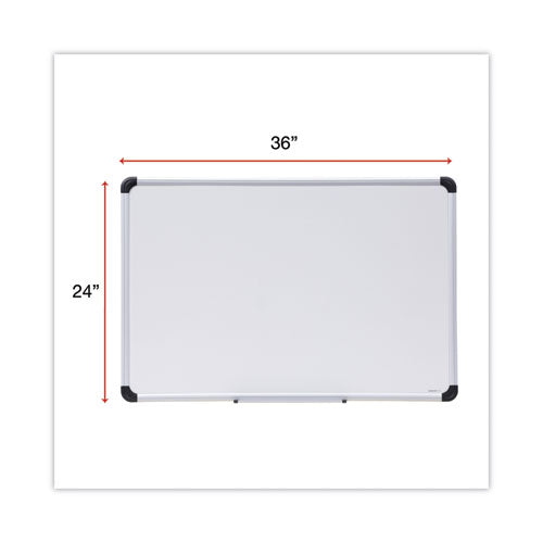 Deluxe Porcelain Magnetic Dry Erase Board, 36 X 24, White Surface, Silver/black Aluminum Frame