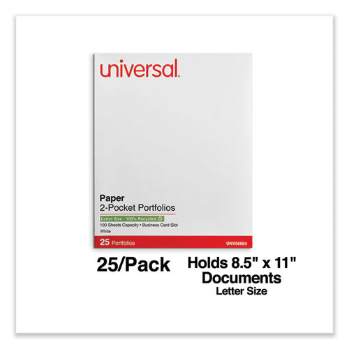 Two-pocket Portfolio, Embossed Leather Grain Paper, 11 X 8.5, White, 25/box.