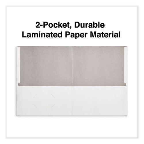 Two-pocket Portfolio, Embossed Leather Grain Paper, 11 X 8.5, White, 25/box.