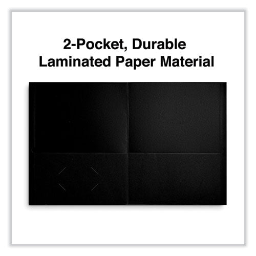 Two-pocket Portfolio, Embossed Leather Grain Paper, 11 X 8.5, Black, 25/box.