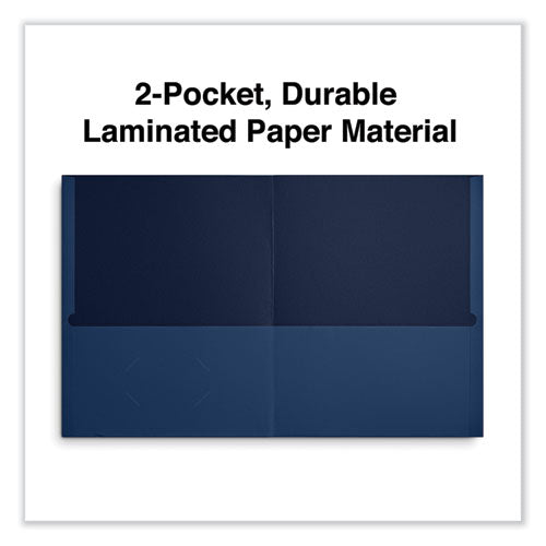 Two-pocket Portfolio, Embossed Leather Grain Paper, 11 X 8.5, Dark Blue, 25/box.