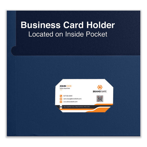 Two-pocket Portfolio, Embossed Leather Grain Paper, 11 X 8.5, Dark Blue, 25/box.