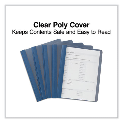 Clear Front Report Cover, Prong Fastener, 0.5" Capacity, 8.5 X 11, Clear/dark Blue, 25/box.