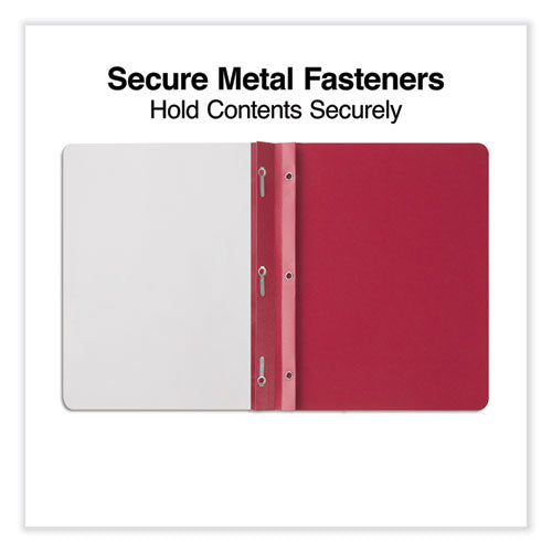 Clear Front Report Cover, Prong Fastener, 0.5" Capacity, 8.5 X 11, Clear/red, 25/box.