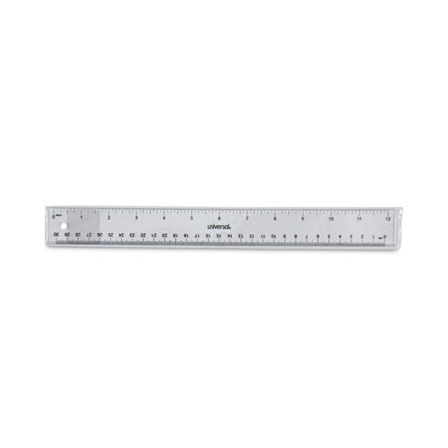 Clear Plastic Ruler, Standard/metric, 12" Long, Clear.