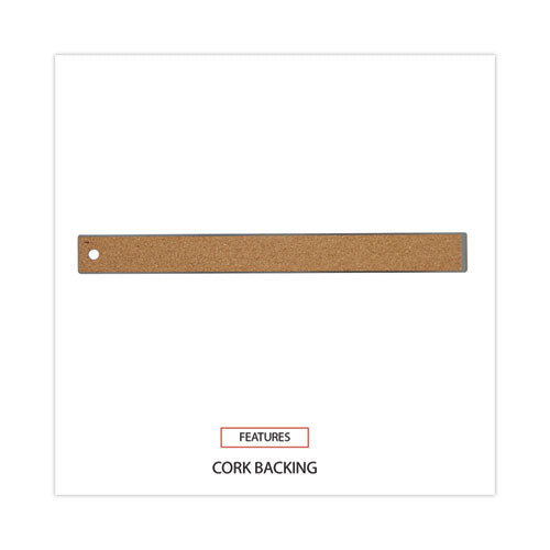 Stainless Steel Ruler With Cork Back And Hanging Hole, Standard/metric, 12" Long.