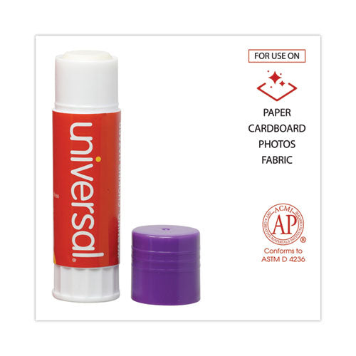 Glue Stick, 1.3 Oz, Applies Purple, Dries Clear, 12/pack.