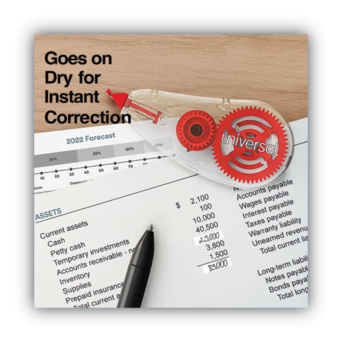 Correction Tape Dispenser, Non-refillable, White Applicator, 0.2" X 315", 6/pack.