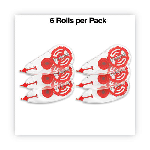 Correction Tape Dispenser, Non-refillable, White Applicator, 0.2" X 315", 6/pack.