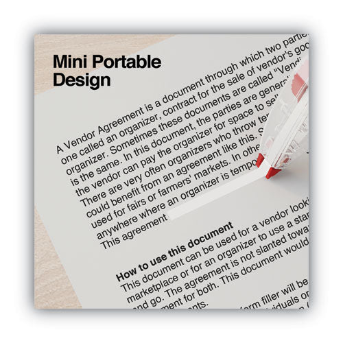 Correction Tape, Mini Economy, Non-refillable, Clear/red Applicator, 0.25" X 275", 10/pack.