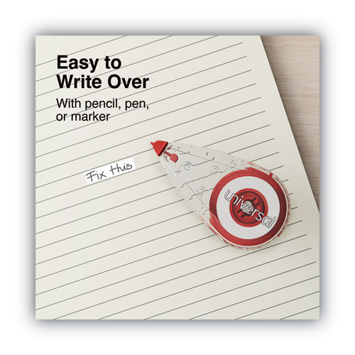 Correction Tape, Mini Economy, Non-refillable, Clear/red Applicator, 0.25" X 275", 10/pack.