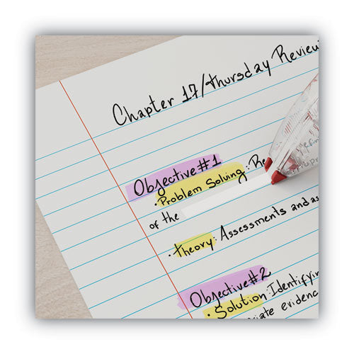 Correction Tape, Mini Economy, Non-refillable, Clear/red Applicator, 0.25" X 275", 10/pack.