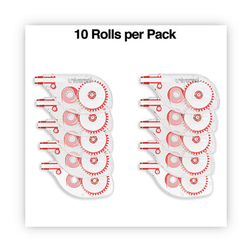 Side-application Correction Tape, Non-refillable,Transparent Gray/red Applicator, 0.2" X 393", 10/pack