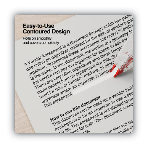 Correction Tape Dispenser, Non-refillable, Transparent Red Applicator, 0.2" X 315", 10/pack.