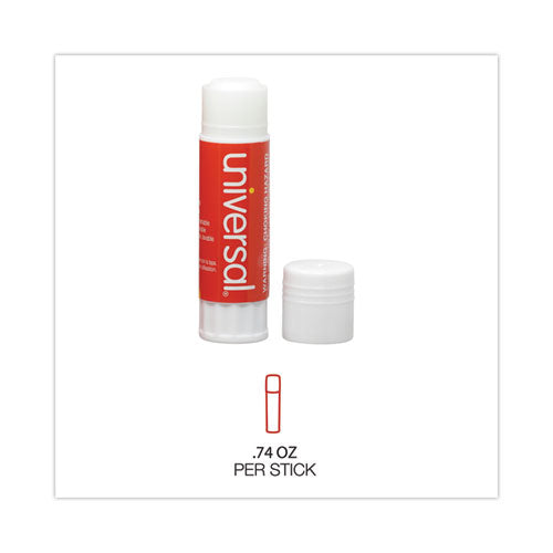 Glue Stick, 0.74 Oz, Applies And Dries Clear, 12/pack.