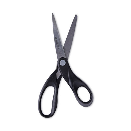 Stainless Steel Office Scissors, 8" Long, 3.75" Cut Length, Straight Black Handle.