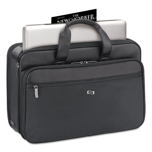 Classic Smart Strap Briefcase, Fits Devices Up To 16", Ballistic Polyester, 17.5 X 5.5 X 12, Black.