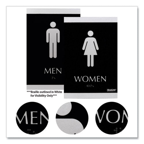 Century Series Office Sign, Men; Women, 6 X 9, Black/silver