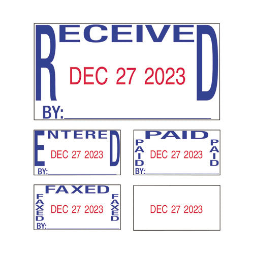 Professional 5-in-1 Date Stamp, Self-inking, 1 X 1.63, Blue/red.