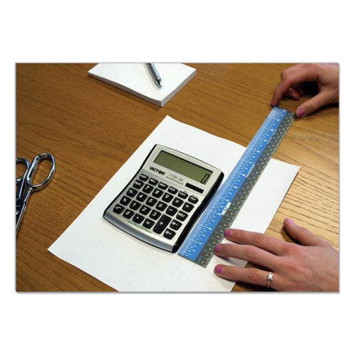 Easy Read Stainless Steel Ruler, Standard/metric, 12".5 Long, Blue.