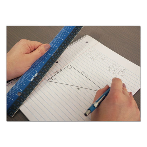 Easy Read Stainless Steel Ruler, Standard/metric, 18".25 Long, Blue.