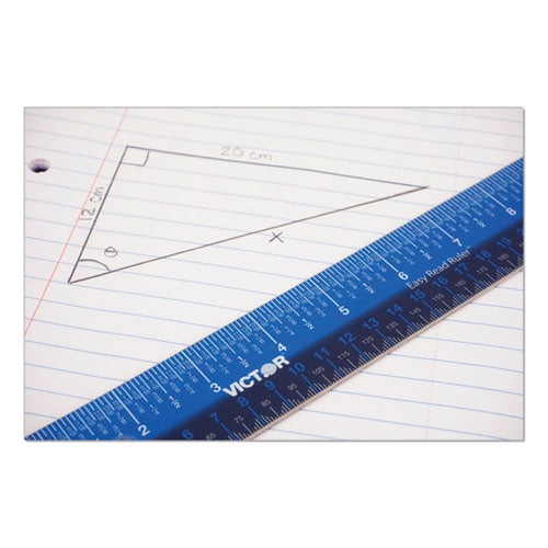 Easy Read Stainless Steel Ruler, Standard/metric, 18".25 Long, Blue.